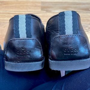 GUCCI Dark Brown Leather Loafers, 7